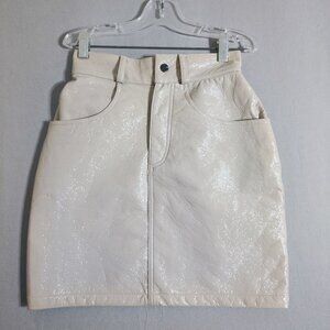 Michael Lo Sordo mini skirt women's size AU 6 / US 0-2 beige glossy vinyl skirt